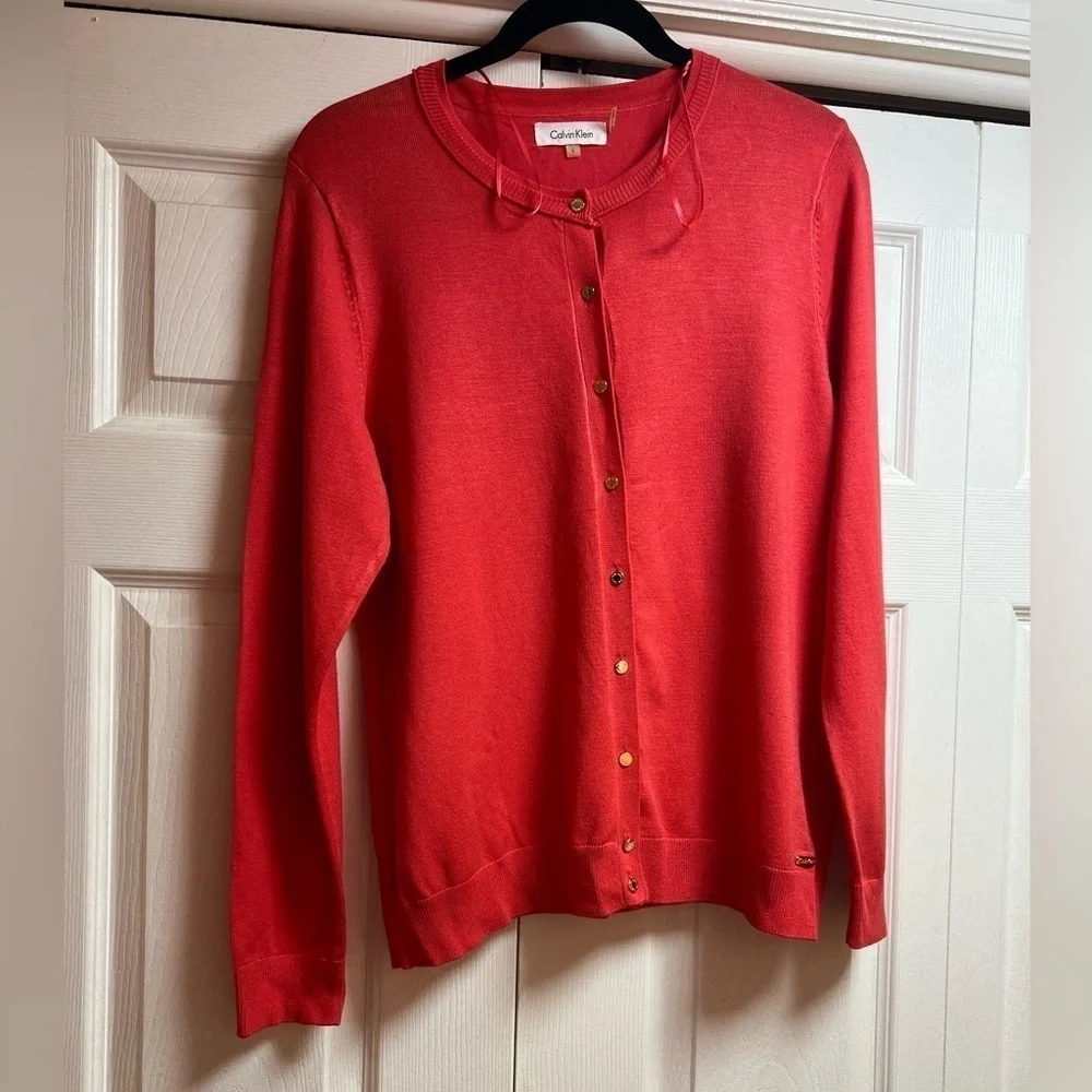 Calvin Klein button down cardigan size large, watermelon 🍉 color